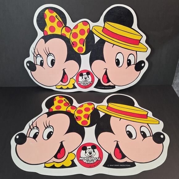 Vintage Walt Disney Mickey Mouse Club Minnie Vinyl Placemats Set of 2 Washable - Picture 12 of 12